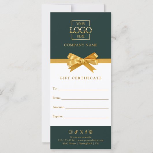 Chic Modern Business Gift Certificate with Logo (Voorkant)