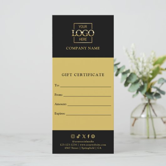 Chic Modern Business Gift Certificate with Logo (Staand voorkant)