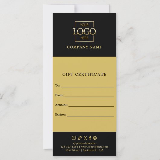 Chic Modern Business Gift Certificate with Logo (Voorkant)