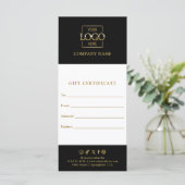 Chic Modern Business Gift Certificate with Logo (Staand voorkant)