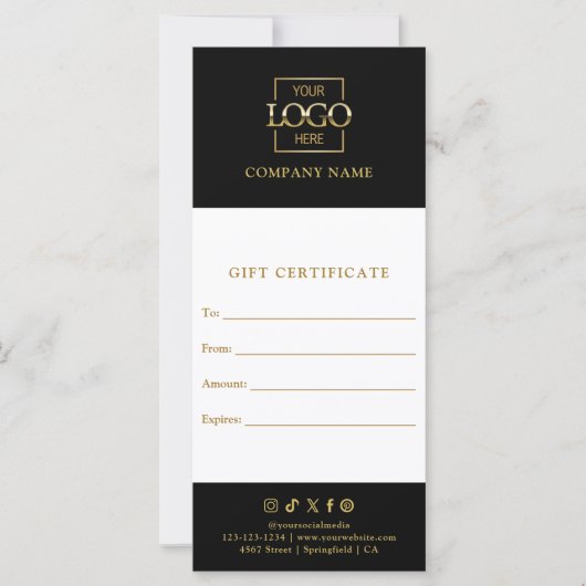 Chic Modern Business Gift Certificate with Logo (Voorkant)