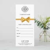 Chic Modern Business Gift Certificate with Logo (Staand voorkant)