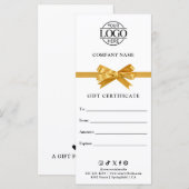 Chic Modern Business Gift Certificate with Logo (Voorkant / Achterkant)