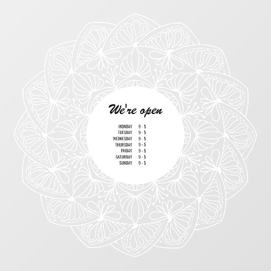 Chic Modern Business Openingstijden Mandala Raamsticker (Vel)