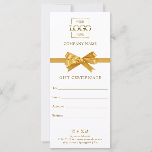 Chic modern cadeaubon voor bedrijven met logo (Voorkant)