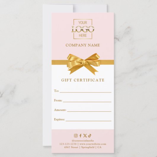 Chic modern cadeaubon voor bedrijven met logo (Voorkant)