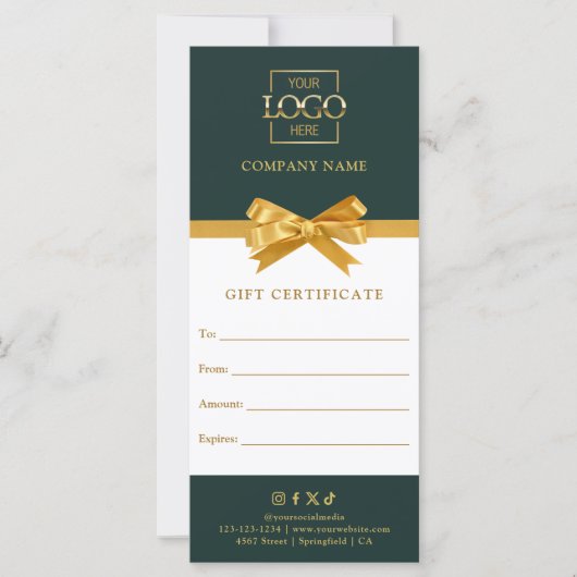 Chic modern cadeaubon voor bedrijven met logo (Voorkant)