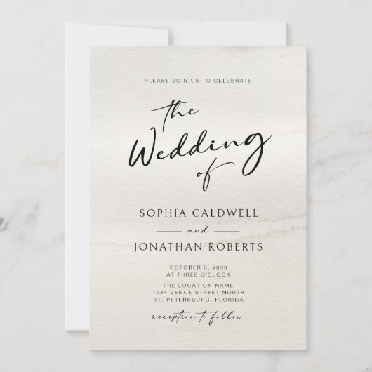 Chic Modern Calligraphy Earth Tones Wedding Kaart (Voorkant)