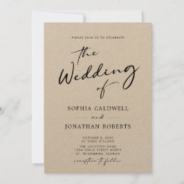 Chic Modern Calligraphy Kraft Paper Wedding Kaart