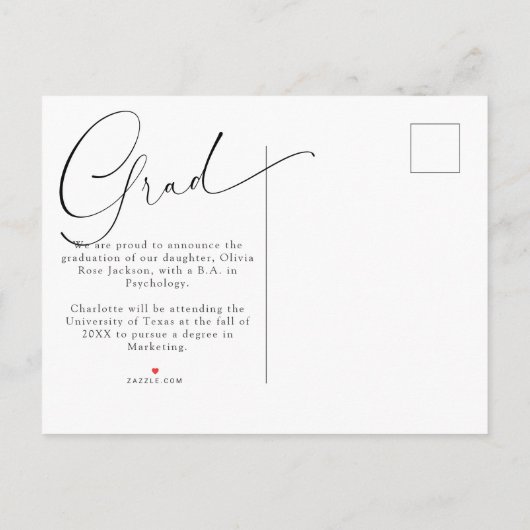 Chic Modern Calligraphy Photo Afstuderen Aankondigingskaart (Achterkant)