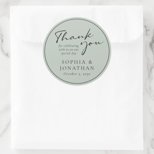 Chic Modern Calligraphy Wedding Favor Dankuwel Ronde Sticker (Tas)