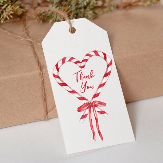 Chic Modern Candy Cane en Bow Christmas Bedankt Cadeaulabel