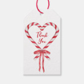 Chic Modern Candy Cane en Bow Christmas Bedankt Cadeaulabel (Voorkant)