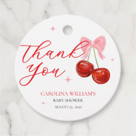 Chic Modern Cherry Baby shower Bedankjes Labels