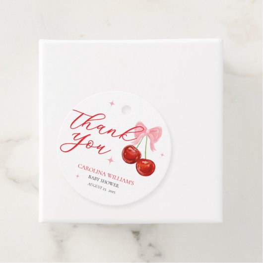 Chic Modern Cherry Baby shower Bedankjes Labels (In situ)