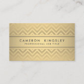 Chic Modern Chevron Zwart en Faux Gold Folie Visitekaartje (Voorkant)
