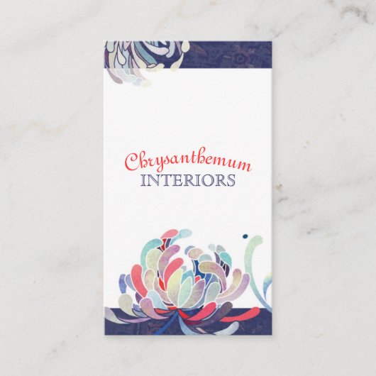 Chic Modern Chrysanthemum Visitekaartje (Voorkant)