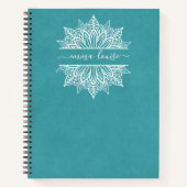 Chic Modern Circular Mandala Calligrafie Monogram Notitieboek (Voorkant)