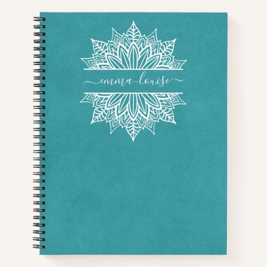 Chic Modern Circular Mandala Calligrafie Monogram Notitieboek (Voorkant)