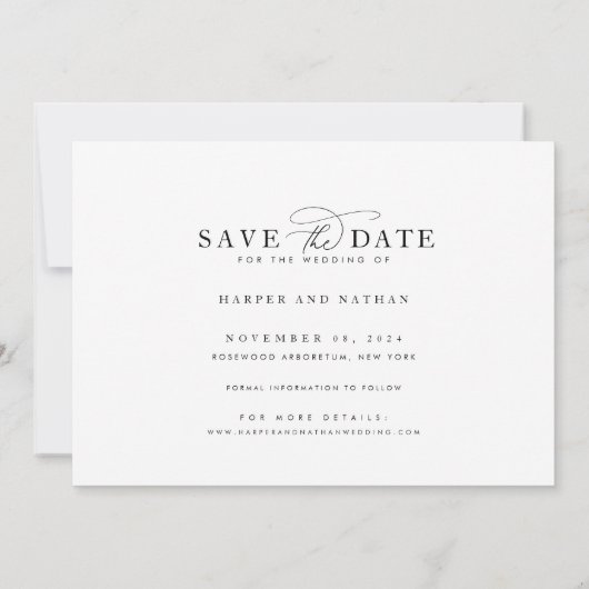 Chic Modern Coastal Wedding Photo Save The Date (Achterkant)