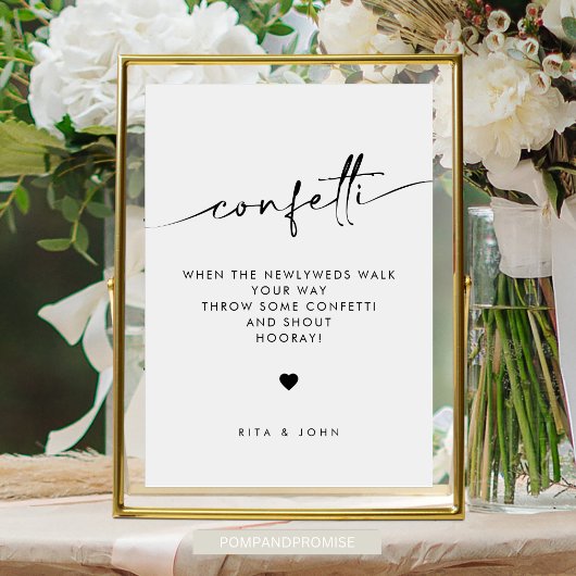 Chic Modern Confetti Stuur Off Wedding Sign Poster