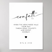 Chic Modern Confetti Stuur Off Wedding Sign Poster (Voorkant)