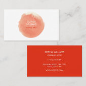 Chic Modern Coral Peach Waterverf Blot Visitekaartje (Voorkant / Achterkant)