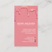 Chic Modern Coral Pink Glitter Druppelt Visitekaar Visitekaartje (Achterkant)