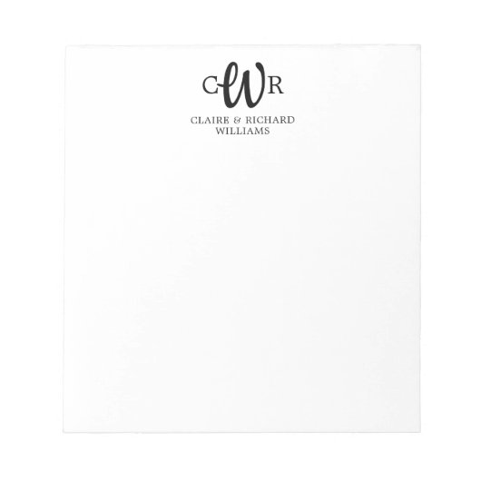 Chic Modern de heer Mrs Couple Monogram Initiaal S Notitieblok (Voorkant)