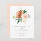 Chic Modern Delicate Waterverf Bloemen Huwelijk Uitnodiging Briefkaart (Voorkant / Achterkant)