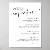 Chic Modern Dessert Cupcake Menu Trouwbord Poster (Voorkant)