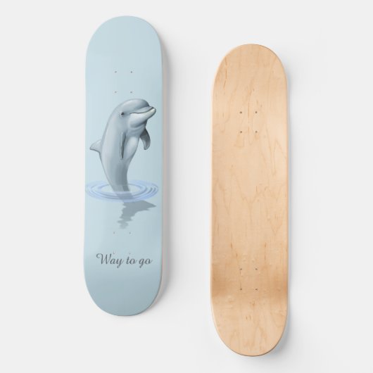 Chic Modern Dolfijn & Script op lichtblauw Persoonlijk Skateboard (Voorkant)