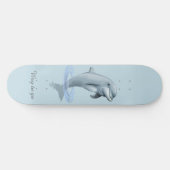 Chic Modern Dolfijn & Script op lichtblauw Persoonlijk Skateboard (Horizontaal)