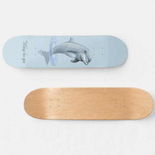 Chic Modern Dolfijn & Script op lichtblauw Persoonlijk Skateboard (Horizontaal)