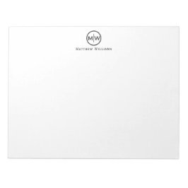 Chic Modern Elegant Black Circle Monogram Initiaal Notitieblok