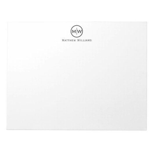 Chic Modern Elegant Black Circle Monogram Initiaal Notitieblok (Voorkant)