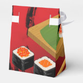 Chic Modern Elegant Black & Red Sushi Bedankdoosjes (Achterkant)