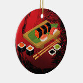 Chic Modern Elegant Black & Red Sushi Keramisch Ornament (Rechts)