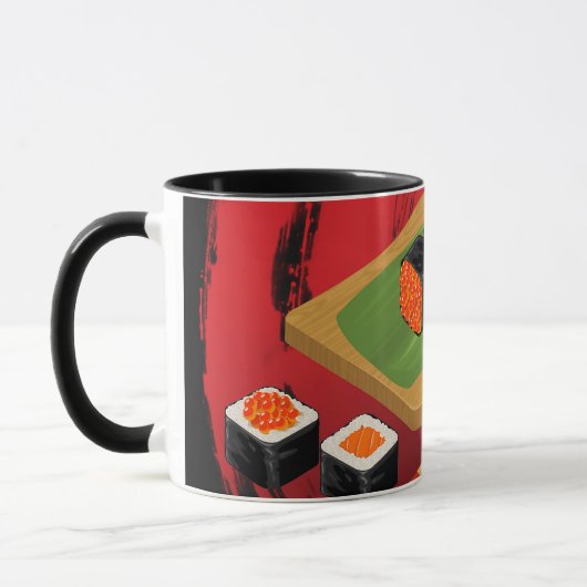Chic Modern Elegant Black & Red Sushi Mok (Links)