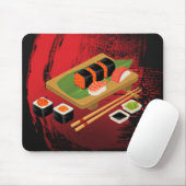 Chic Modern Elegant Black & Red Sushi Muismat (Met muis)