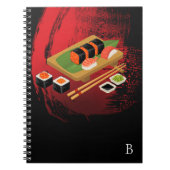 Chic Modern Elegant Black & Red Sushi Notitieboek (Voorkant)