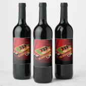 Chic Modern Elegant Black & Red Sushi Party Wine Wijn Etiket (Flessen)