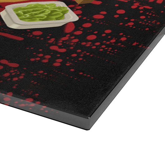 Chic Modern Elegant Black & Red Sushi Snijplank (Hoek)