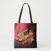 Chic Modern Elegant Black & Red Sushi Tote Bag (Voorkant)