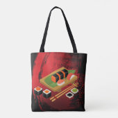Chic Modern Elegant Black & Red Sushi Tote Bag (Achterkant)