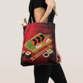 Chic Modern Elegant Black & Red Sushi Tote Bag (Dichtbij)