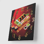 Chic Modern Elegant Black & Red Sushi Vierkante Klok (Hoek)