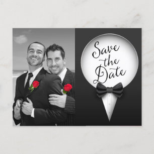Chic Modern Elegant Gay Tuxedo Foto Bewaar de datu Aankondigingskaart