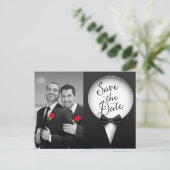 Chic Modern Elegant Gay Tuxedo Foto Bewaar de datu Aankondigingskaart (Staand voorkant)