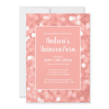 Chic Modern Elegant Pink Bokeh Lights Quinceañera